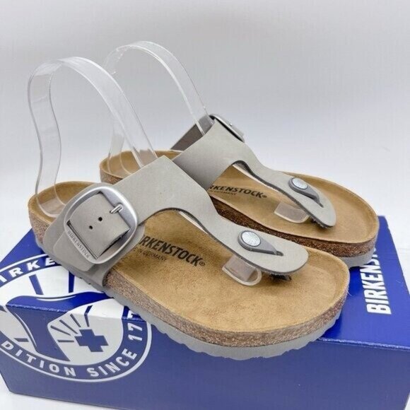 Birkenstock Gizeh Big Buckle Thong Sandal Dove Gray Leather Wms EU 39 US 8-8.5 R - Picture 1 of 14